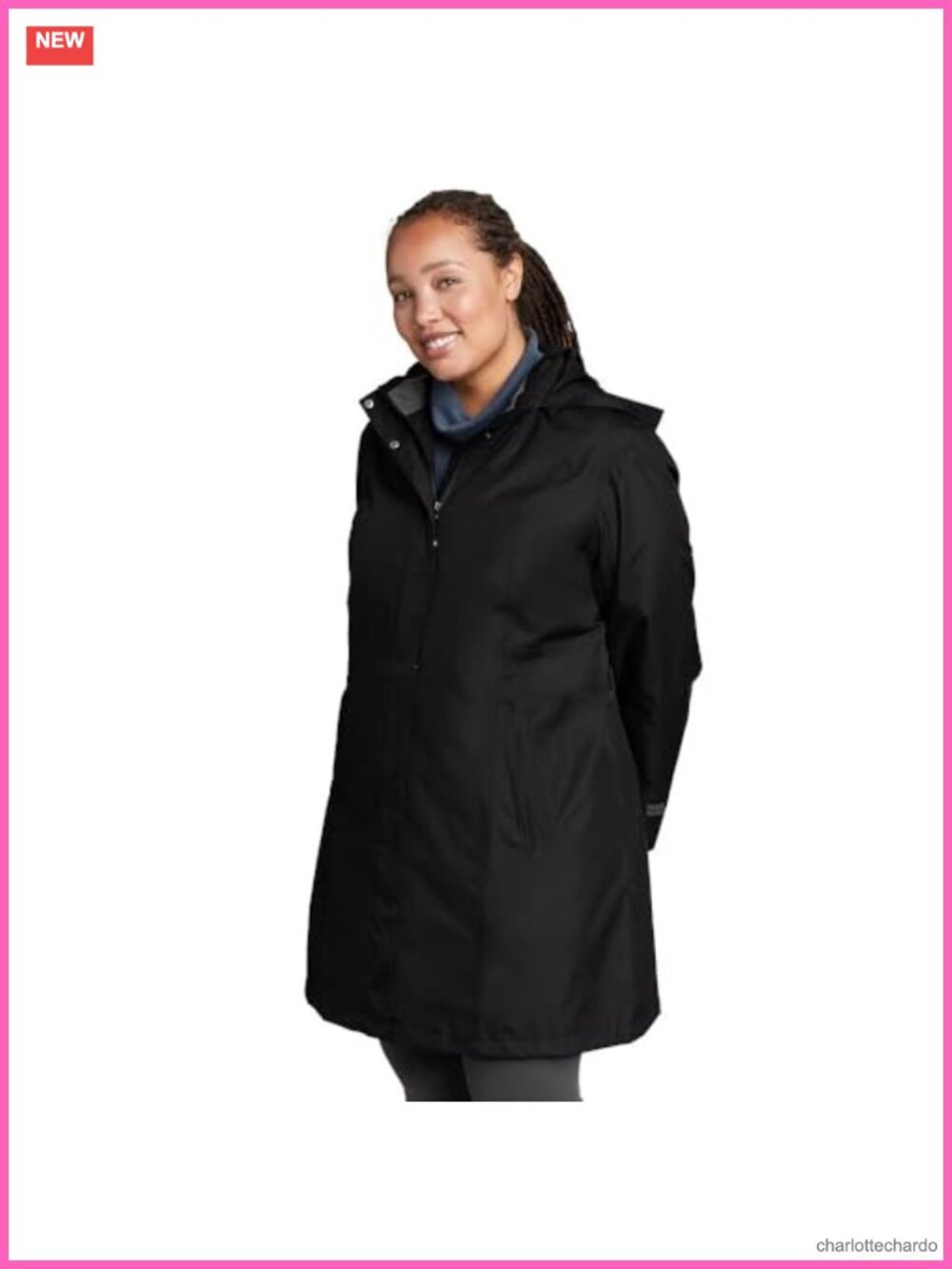 Waterproof Hooded Trench Coat for Women Long Sleeve Windbreaker
